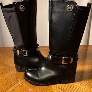 Michael Kors Kids Black Boots with Gold-Tone Accents Size 7 Toddler